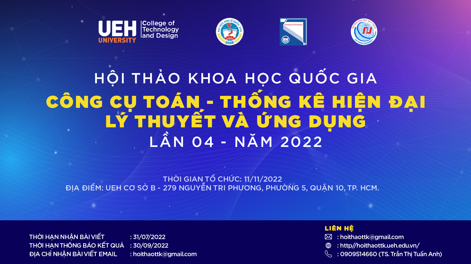 THƯ MỜI VIẾT BÀI HỘI THẢO QUỐC GIA NĂM 2022 - “CÔNG CỤ TOÁN – THỐNG KÊ HIỆN ĐẠI: LÝ THUYẾT VÀ ỨNG DỤNG”