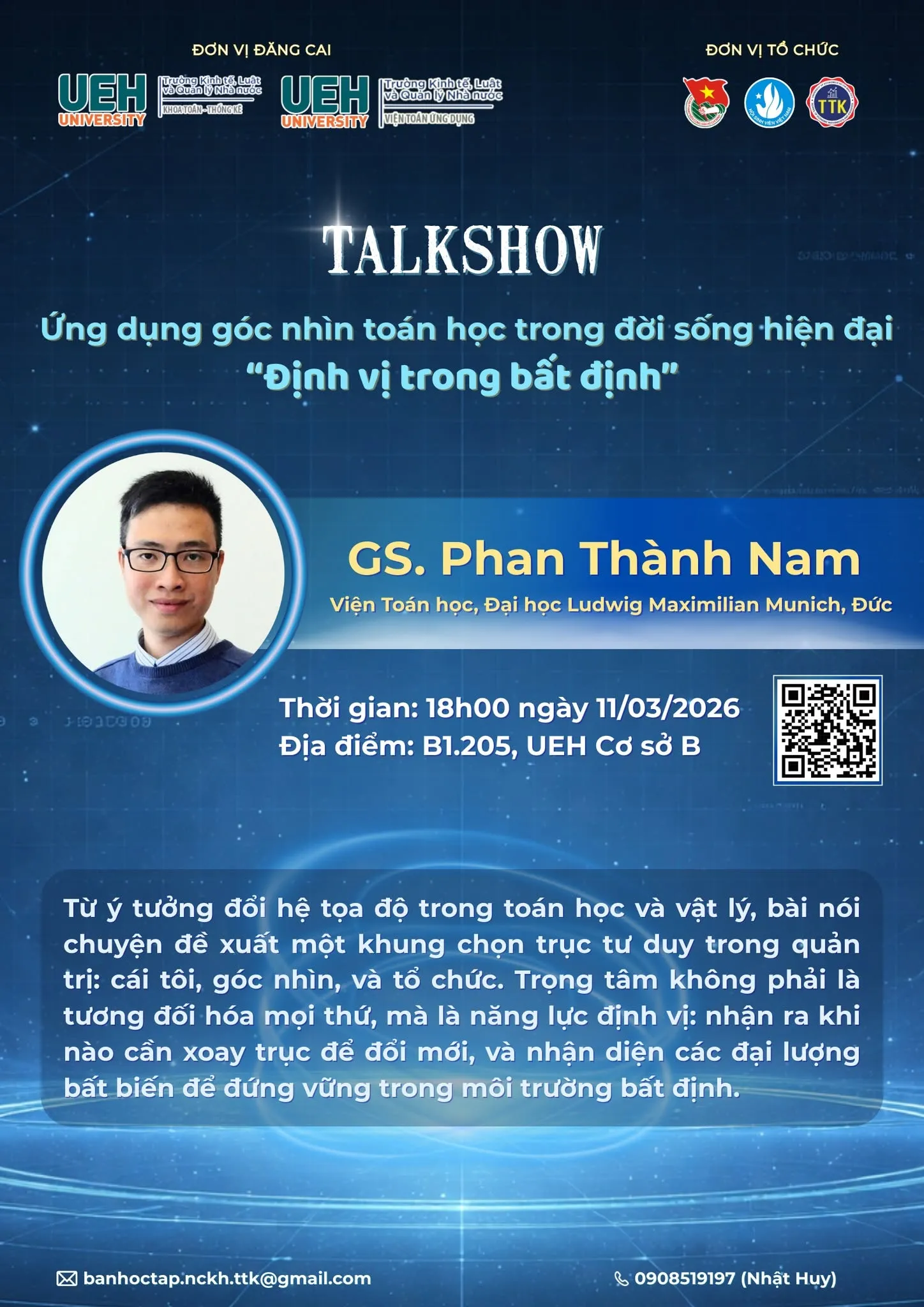Talkshow Ứng Dụng Góc Nhìn Toán Học Trong Đời Sống Hiện Đại - Định Vị Trong Bất Định